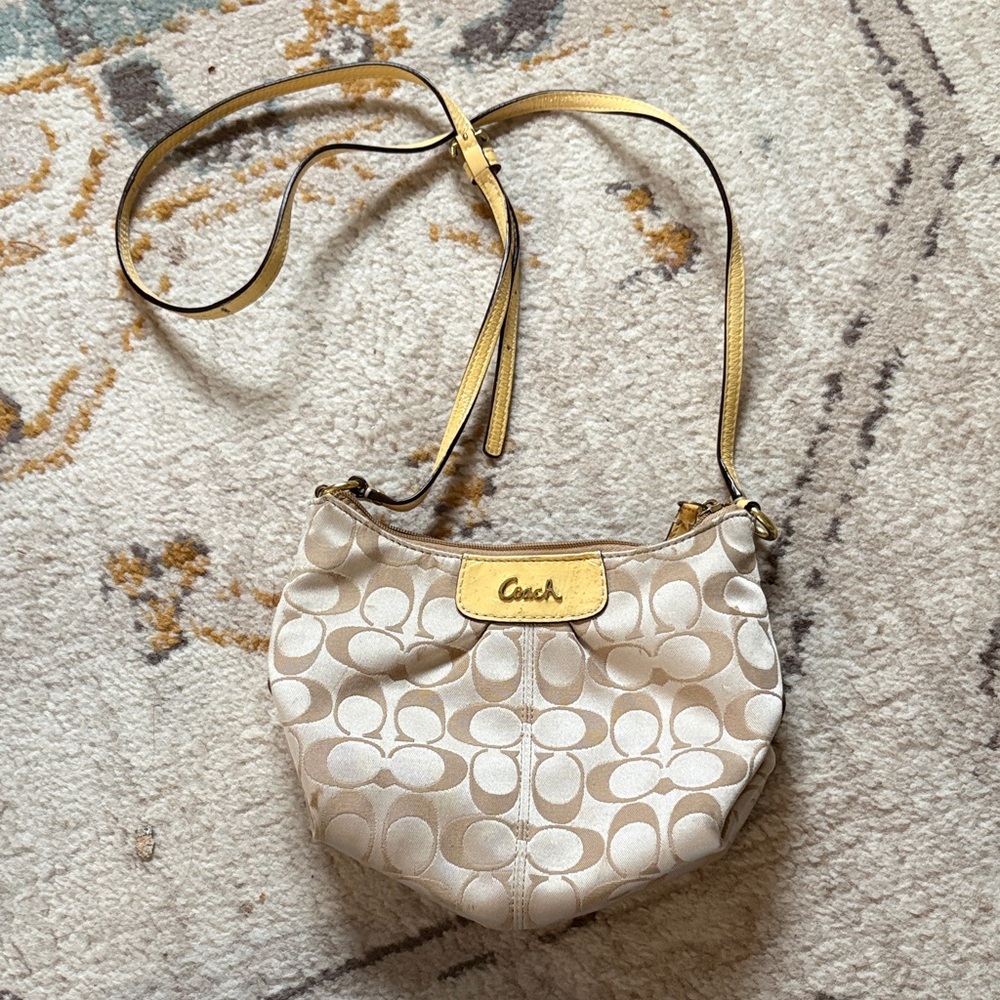 Coach Tan and Gold Crossbody Bag